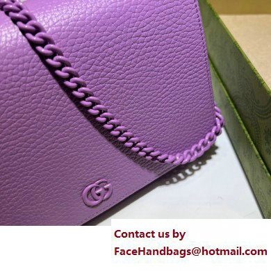 Gucci GG Marmont Chain Wallet 497985 Resin Hardware Purple 2023