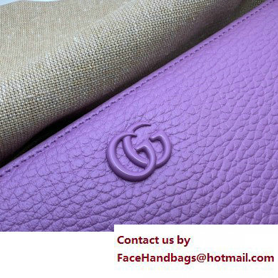 Gucci GG Marmont zip around Wallet 456117 Resin Hardware Purple 2023