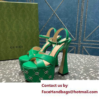 Gucci Heel 15.5cm Platform 6cm Interlocking G studs Sandals 719843 Green 2023