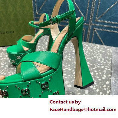 Gucci Heel 15.5cm Platform 6cm Interlocking G studs Sandals 719843 Green 2023