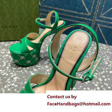 Gucci Heel 15.5cm Platform 6cm Interlocking G studs Sandals 719843 Green 2023