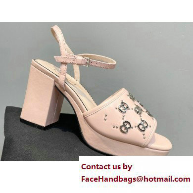 Gucci Heel 8.5cm Platform 2.5cm Interlocking G studs Sandals 719844 Pink 2023