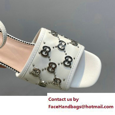 Gucci Heel 8.5cm Platform 2.5cm Interlocking G studs Sandals 719844 White 2023