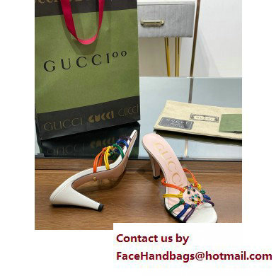 Gucci Heel 9cm Slide Sandals Multicolor with crystals Interlocking G 2023