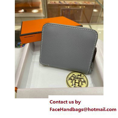 HERMES SILK'IN COMPACT WALLET IN ORIGINAL EPSOM LEATHER BLUE LINEN 2023