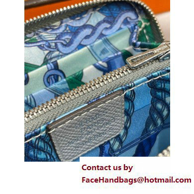 HERMES SILK'IN COMPACT WALLET IN ORIGINAL EPSOM LEATHER BLUE LINEN 2023