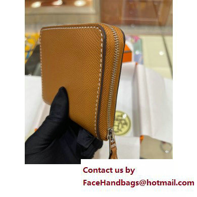 HERMES SILK'IN COMPACT WALLET IN ORIGINAL EPSOM LEATHER BROWN 2023