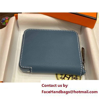 HERMES SILK'IN COMPACT WALLET IN ORIGINAL EPSOM LEATHER DENIM BLUE 2023