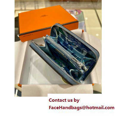 HERMES SILK'IN COMPACT WALLET IN ORIGINAL EPSOM LEATHER DENIM BLUE 2023