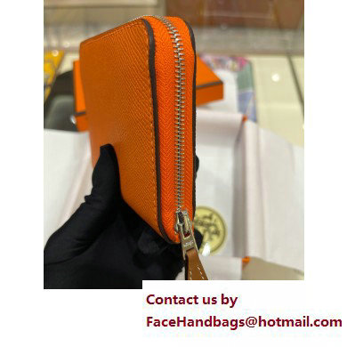 HERMES SILK'IN COMPACT WALLET IN ORIGINAL EPSOM LEATHER ORANGE 2023