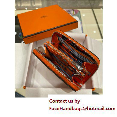 HERMES SILK'IN COMPACT WALLET IN ORIGINAL EPSOM LEATHER ORANGE 2023