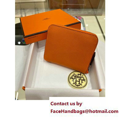 HERMES SILK'IN COMPACT WALLET IN ORIGINAL EPSOM LEATHER ORANGE 2023