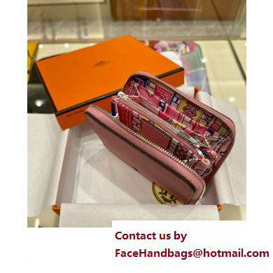 HERMES SILK'IN COMPACT WALLET IN ORIGINAL EPSOM LEATHER PINK 2023