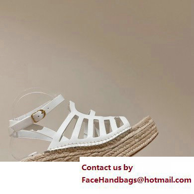 Hermes Heel 8.5cm Platform 5cm Catalya Wedge Espadrilles White 2023