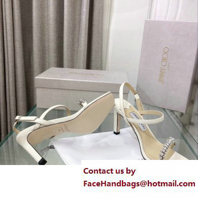 Jimmy Choo Meira 85 embellished suede sandals white 2023