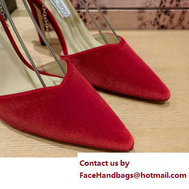 Jimmy Choo Saeda 85 velvet pumps red 2023