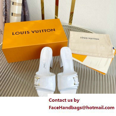 Louis Vuitton Heel 8.5cm Shake Mules in Patent calf leather White 2023