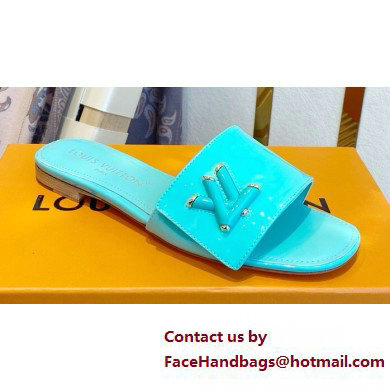 Louis Vuitton Shake Flat Mules in Patent calf leather Turquoise Green 2023