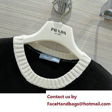 PRADA BLACK/WHITE Cotton crew-neck sweater 2023