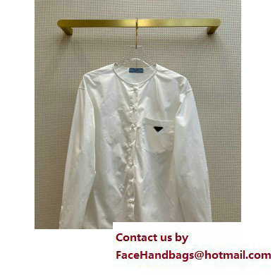 PRADA WHITE Poplin shirt WITHOUT THE emblematic collar 2023