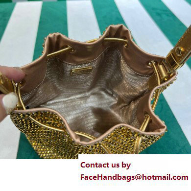 Prada Crystal Bucket Bag 1BE067 Gold 2022