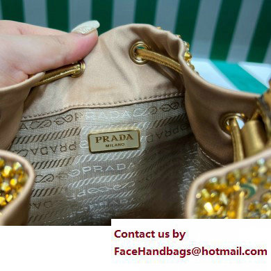 Prada Crystal Bucket Bag 1BE067 Gold 2022