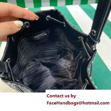 Prada Crystal Bucket Bag 1BE067 black 2022