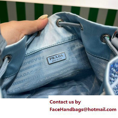 Prada Crystal Bucket Bag 1BE067 blue 2022