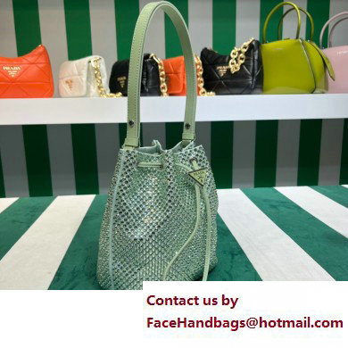 Prada Crystal Bucket Bag 1BE067 green 2022