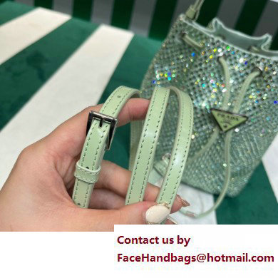 Prada Crystal Bucket Bag 1BE067 green 2022