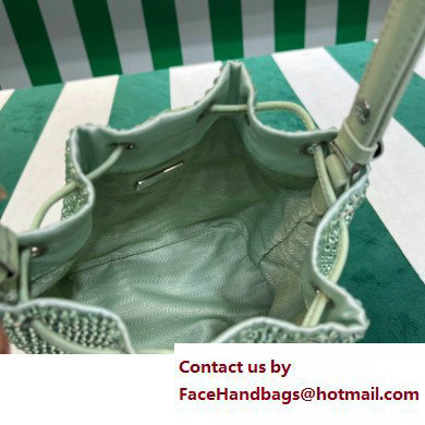 Prada Crystal Bucket Bag 1BE067 green 2022