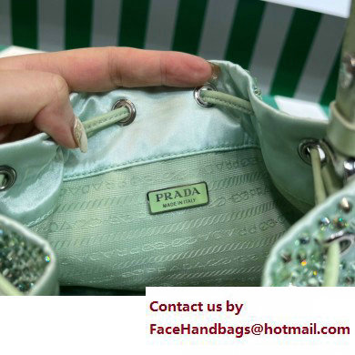 Prada Crystal Bucket Bag 1BE067 green 2022