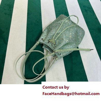 Prada Crystal Bucket Bag 1BE067 green 2022