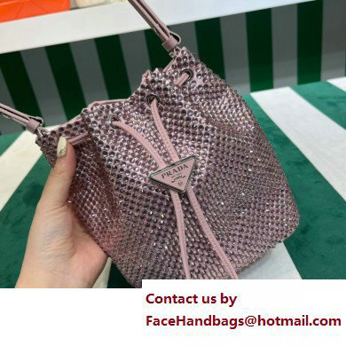 Prada Crystal Bucket Bag 1BE067 pink 2022