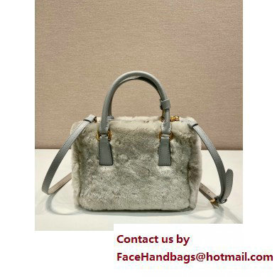 Prada Galleria Shearling Mini Bag 1BA906 Grey 2023