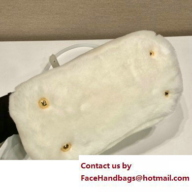 Prada Galleria Shearling Mini Bag 1BA906 white 2023