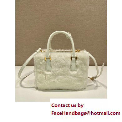 Prada Galleria Shearling Mini Bag 1BA906 white 2023