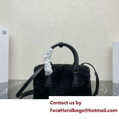 Prada Galleria Shearling Mini bag 1BA906 Black 2023