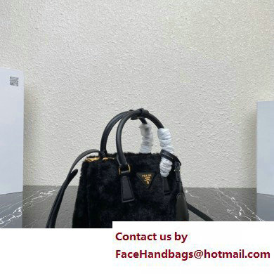 Prada Galleria Shearling Mini bag 1BA906 Black 2023