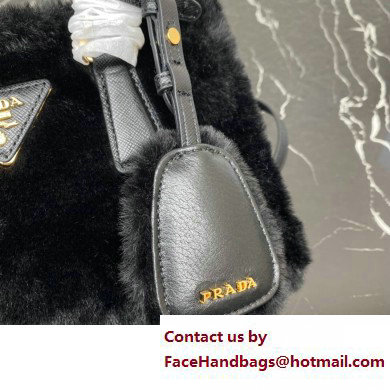 Prada Galleria Shearling Mini bag 1BA906 Black 2023