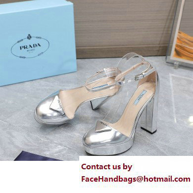 Prada Heel 12.5cm platform 2.5cm Ankle-Strap Pumps Metallic Silver 2023