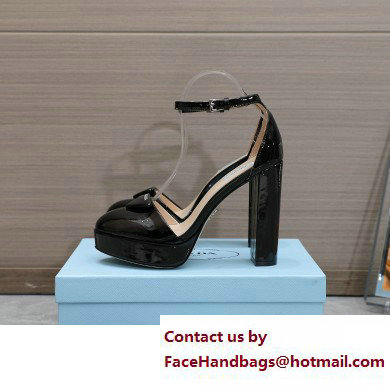 Prada Heel 12.5cm platform 2.5cm Ankle-Strap Pumps Patent Black 2023