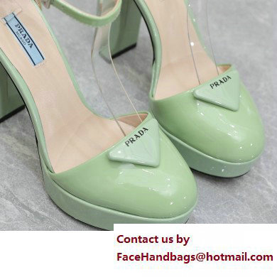 Prada Heel 12.5cm platform 2.5cm Ankle-Strap Pumps Patent Light Green 2023