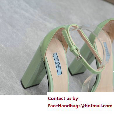 Prada Heel 12.5cm platform 2.5cm Ankle-Strap Pumps Patent Light Green 2023