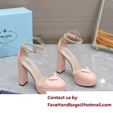 Prada Heel 12.5cm platform 2.5cm Ankle-Strap Pumps Patent Light Pink 2023