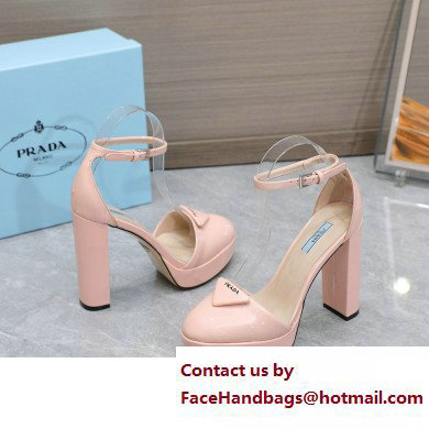 Prada Heel 12.5cm platform 2.5cm Ankle-Strap Pumps Patent Light Pink 2023