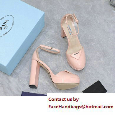 Prada Heel 12.5cm platform 2.5cm Ankle-Strap Pumps Patent Light Pink 2023