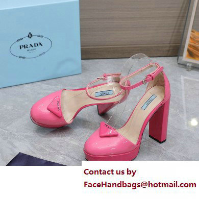 Prada Heel 12.5cm platform 2.5cm Ankle-Strap Pumps Patent Pink 2023