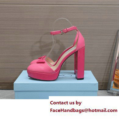 Prada Heel 12.5cm platform 2.5cm Ankle-Strap Pumps Patent Pink 2023