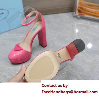 Prada Heel 12.5cm platform 2.5cm Ankle-Strap Pumps Patent Pink 2023